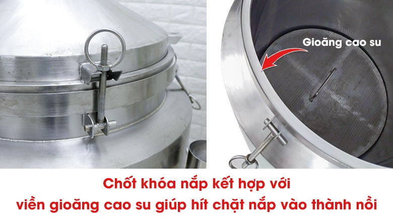 Chốt khóa nắp kết hợp với viền gioăng cao su 